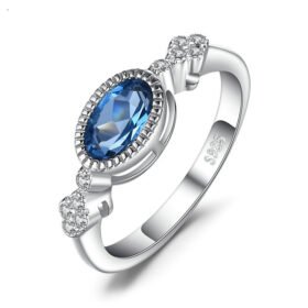 London Blue Topaz Ring Natural Genstone Jewelry for Woman