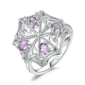 Natural Amethyst Ring Umbrella Shade Women Cocktail Ring