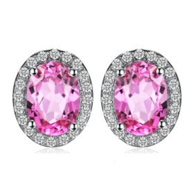 Pink Sapphire Earrings Studs For Women