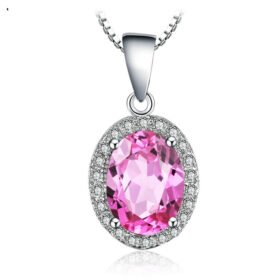 Pink Sapphire Necklace Created Gemstone Pendant No Chain