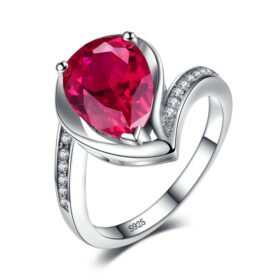 Promise Rings Gemstone Water Drop Created Red Ruby Jewelry