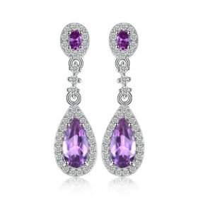 Purple Drop Earrings Created Alexandrite Sapphire