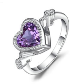 Purple Heart Ring Created Alexandrite Sapphire Engagement Gift
