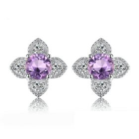 Purple Stone Earrings Amethyst Sterling Silver Studs