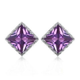Purple Stud Earrings Created Alexandrite Sapphire