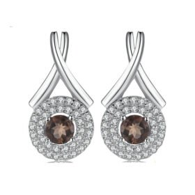 Quartz Earrings Studs Natural Smoky Quartz Earrings