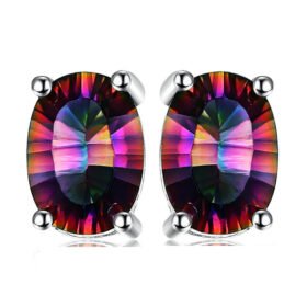 Rainbow Stud Earrings With Fire Mystic Quartz For Women