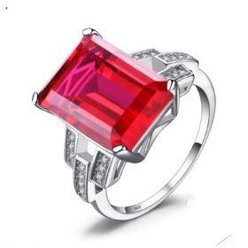 Ruby Rings 925 Sterling Silver Solitaire Engangement Ring