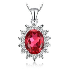Red Ruby Pendant Women Necklace Without Train