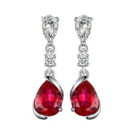 Ruby Drop Earrings 925 Sterling Silver For Women