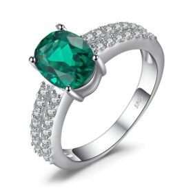 Simulated Emerald Ring Woman Fashion Gemstone Jewelry
